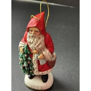 Christmas Reproductions Inc. Old World Santa Ornaments Ceramic Figurine 1893 Vtg